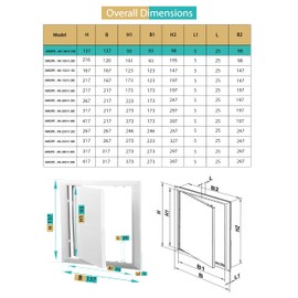 AIROPE 100 x 100 cm ABS Plastic Adjustable Access Panels, Side Opening Left/Right, Ideal for Water Meter, Ceiling, Bathtub, Fuse Boxes, Conceals Wires and Pipes
