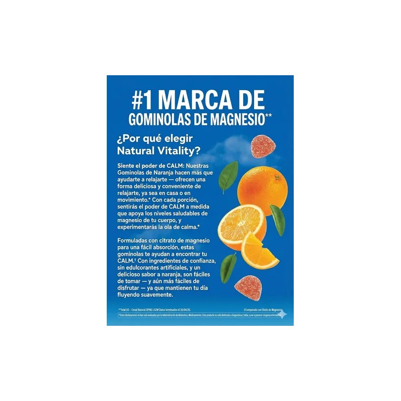 Citrato De Magnesio Calm 120 Gomitas Natural Vitality