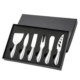 7stars Cheese Knife Set – 6-Piece Stainless Steel Charcuterie Knives with Gift Box – Perfect for Cheese Boards, Cutting & Serving (Silver)
