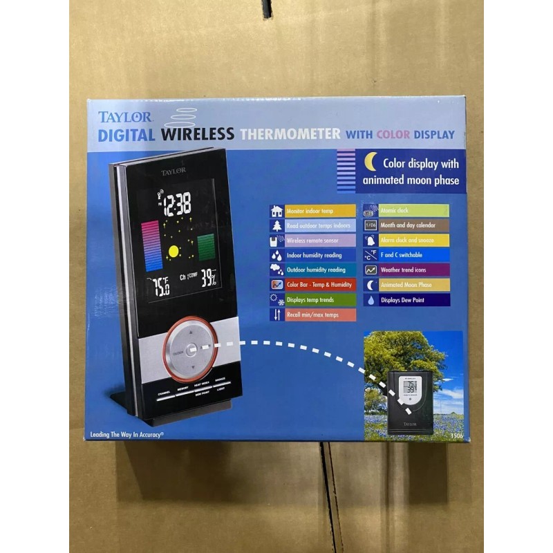 TAYLOR 1506 WIRELESS COLOR WEATHER STATION WITH CLOCK