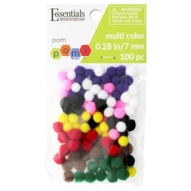 Essentials By Leisure Arts 7mm Multi-Colored 100 Piece Pom Poms - Craft Pom Pom Balls