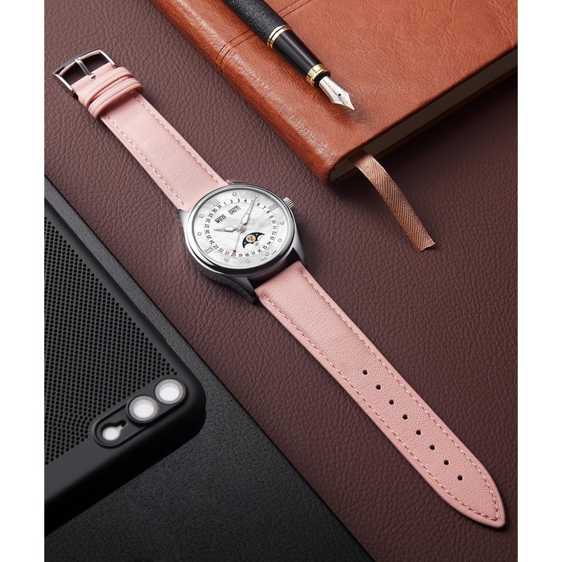 BINLUN, Leather Watch Strap, Quick Release, Leather Watch Band, Multiple