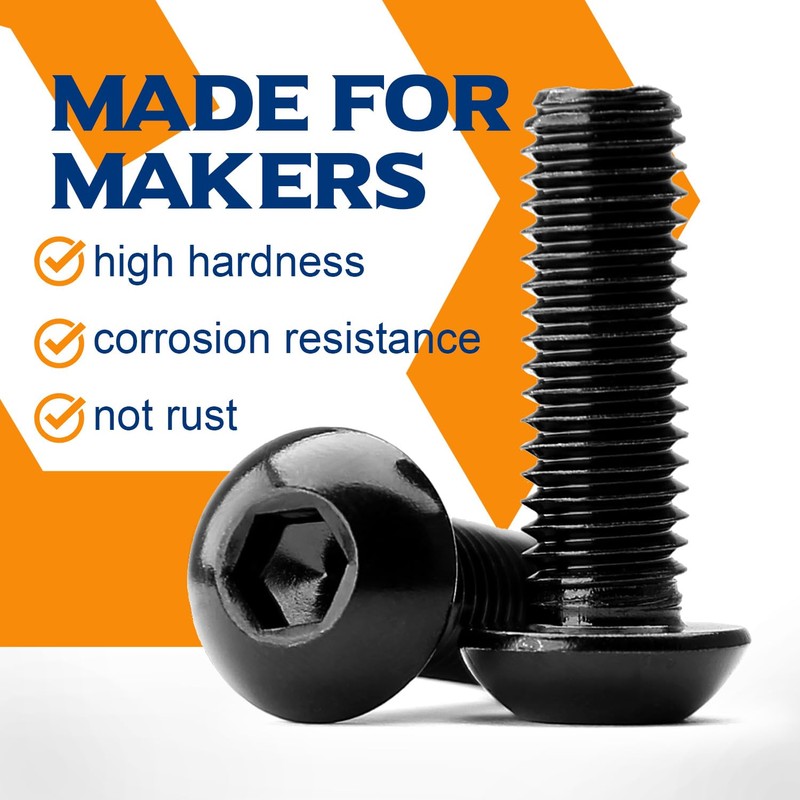 M4 x 12 mm Rounded Head Screws with Hexagon Socket