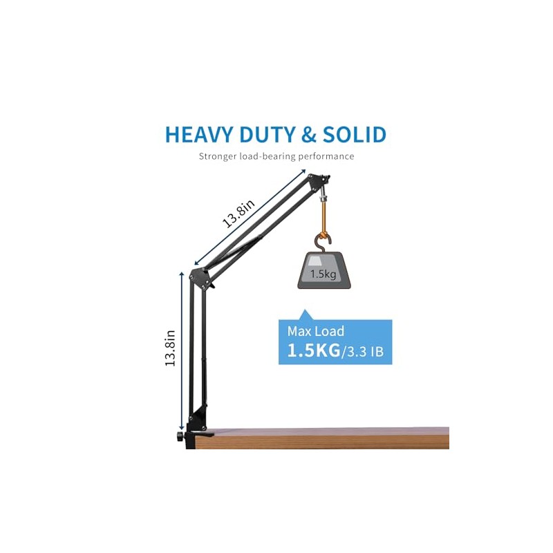 FEELWORLD AMS1 Micrófono Boom Arm, ajustable Mic Arm Stand con