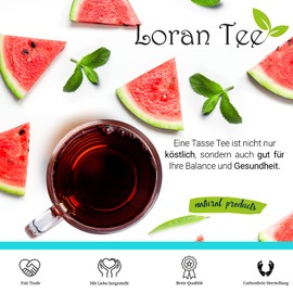 LORAN Fruit Tea Watermelon Mint 150 g, Watermelon Flakes, Peppermint (9%), Honey Melon Cubes, Hibiscus Flowers, Loose Fruit Tea in Zip Bag, Caffeine-Free