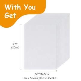 Csyidio 36 Pieces Shrink Paper Sheets, Frosted Shrink Plastic to Make Christmas Shrink Dink Ornaments, Keychains, Earrings and Craft Projects, Great Presents Choice, 8 x 5.7 inches
