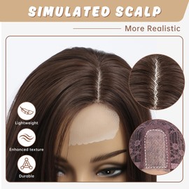 YaissmyLu Short Brown Wigs Bob Straight Wig Side Parting Hair Synthetic Lace Front Wig Shoulder Length Wigs (30 cm)