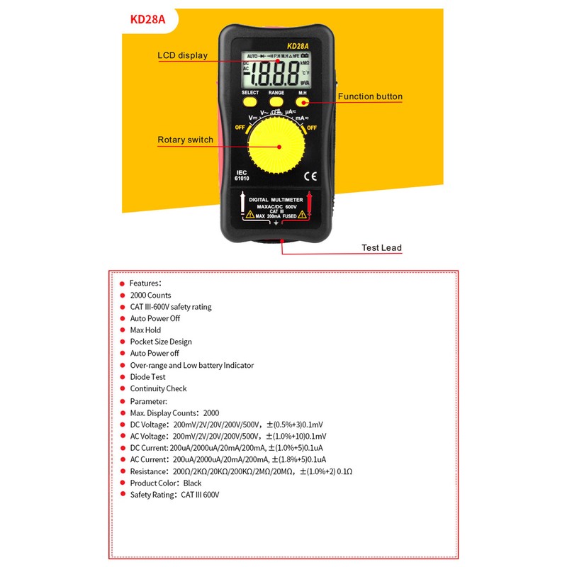 Multifunction Multimeter Intelligent Digital AntiInterference Automatic Overload Protection Voltmeter