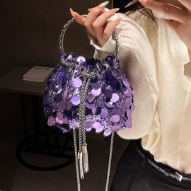 KARRESLY Evening Bag Bling Purse Shimmering Sequins Clutch Purses for Women Wedding Party Cocktail Prom Dinner, Purple