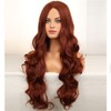 RightOn Dark Orange Wig Long Wavy Dark Orange Wigs for