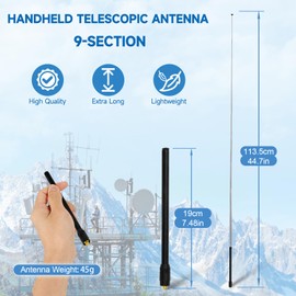 Eightwood 70-1000MHz Wide Band Handheld Telescopic Antenna 9-Section SMA Female Ham Radio Antennae for Baofeng UV5R UV82 Two Way Radios HT Scanner