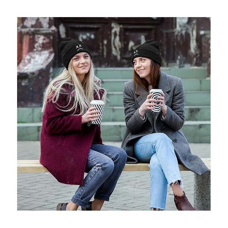 Rock and Roll Embroidered Black Beanie Hats for Rock Lovers,