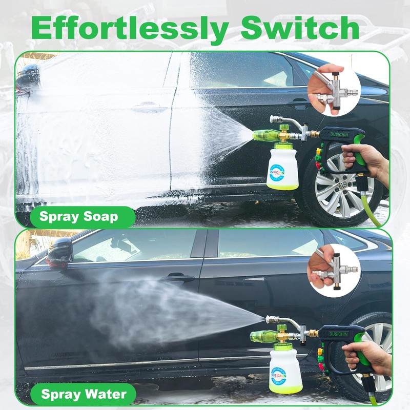 DUSICHIN Short Pressure Washer Gun Foam Cannon Nozzle Dual Connector