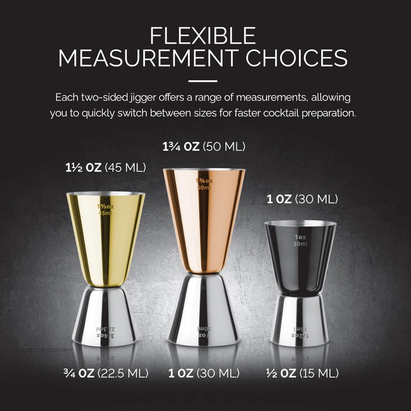 Final Touch Mixed Metal Double Jigger Set - Set of 3 (FTA70361