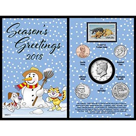 2018 Snowman Greeting Coin and Stamp Card