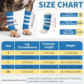 ROZKITCH Pet Dog Elbow Protector Dog Elbow Sleeve, 2PCS Front Leg and 2PCS Back Leg Knee, Elbow Wrap Leg Warmer Wrap Protector, Pet Elastic Knitted Breathable Protective BlueStripe M