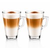 XORX 2 Pack Latte Glass Cups 240ml with Handles