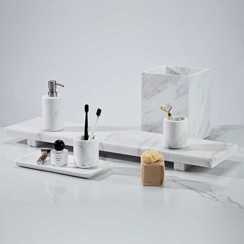 White Marble Bath Accessories (Vanity Tray)
