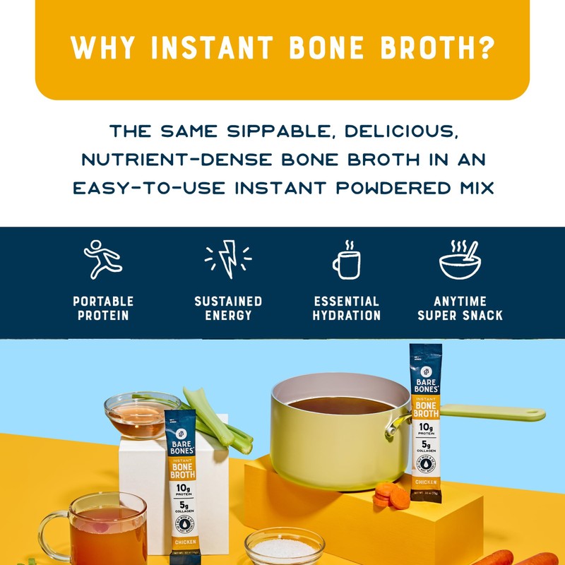 Bare Bones Chicken Bone Broth Instant Powdered Mix | Rich
