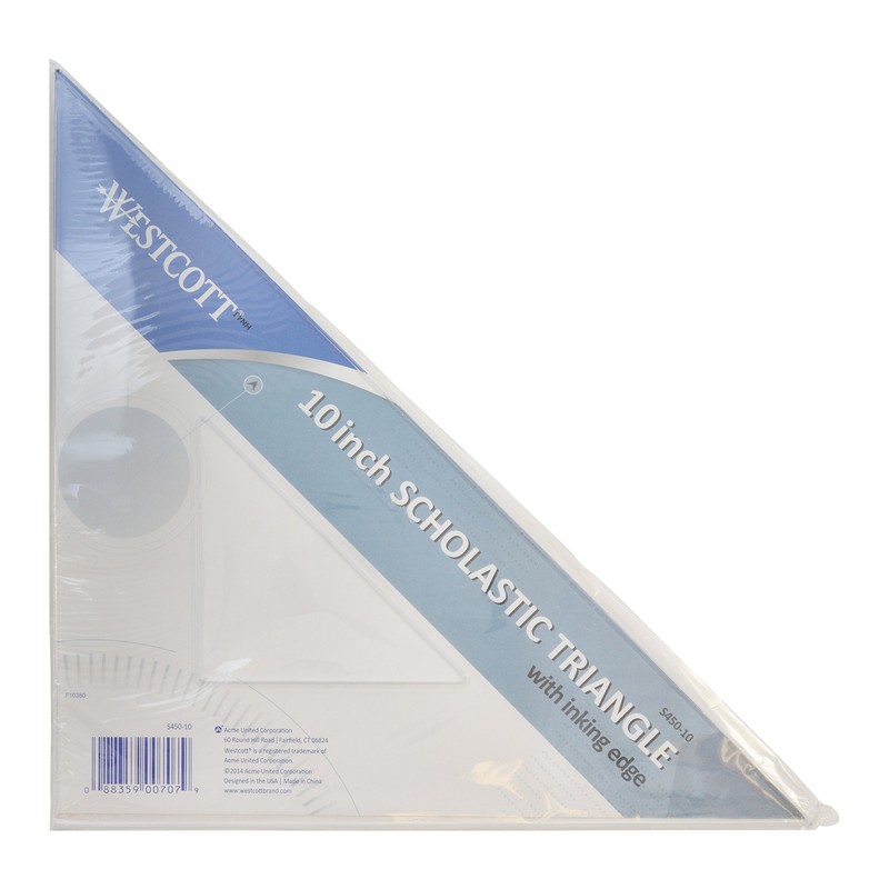 Westcott Student Grade Polystyrene Triangle, 45 and 90 Degrees, 10