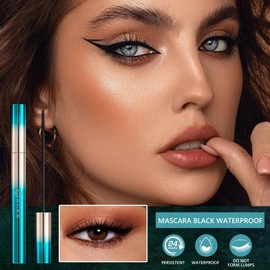 Ultra Fine Waterproof Mascara for Short Eyelashes, Skinny Mascara Black Waterproof, Lengthening Eyelashes Black for Tiny Lashes-1Pcs