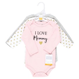 Hudson Baby Unisex Baby Cotton Long-Sleeve Bodysuits, Girl Mommy, Newborn