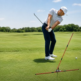 Golf Swing Alignment Trainer for Practice – Adjustable Fiberglass Rod & Angle Holder for Indoor & Outdoor Drills
