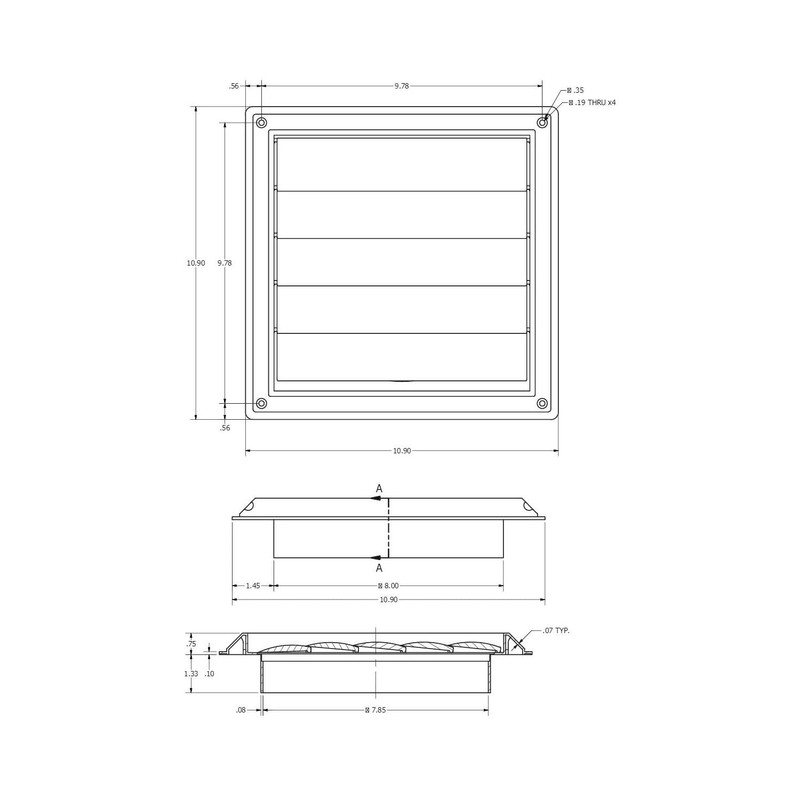 Lambro Industries, Inc.-8" White Plastic Louver Vent (Price Per Piece).