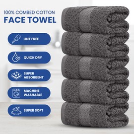 Towelogy Cotton Face Cloths Flannels – Hypoallergenic and Gentle on Skin Perfect for Daily Use Washcloths (2, Grey)