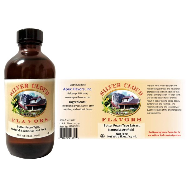 Butter Pecan Type Extract, Natural & Artificial - Nut Free - 2 fl. oz. bottle