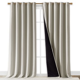 NICETOWN Full Shading Curtains for Windows, Super Heavy-Duty Black Lined Blackout Curtains for Bedroom, Privacy Assured Window Treatment (Natural, Pack of 2, 70 inches W x 95 inches L)