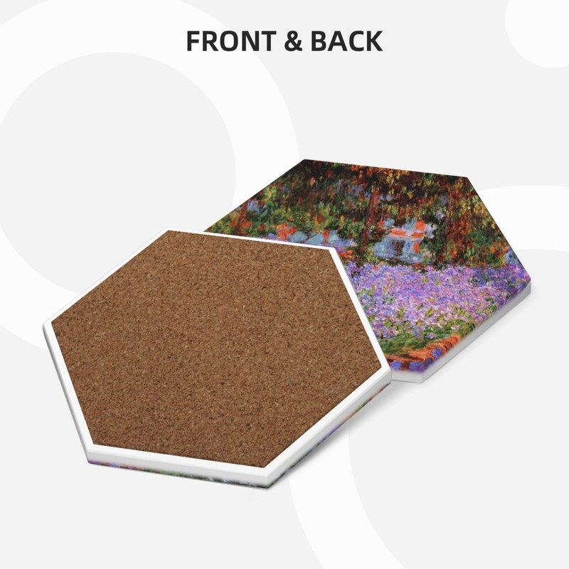 Coaster for Drinks Set of 6,Famous Claude Monet Paintings Absorbent