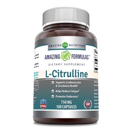 Amazing Formulas L Citrulline 750mg 180 Capsules Supplement | Non-GMO | Gluten Free | Made in USA