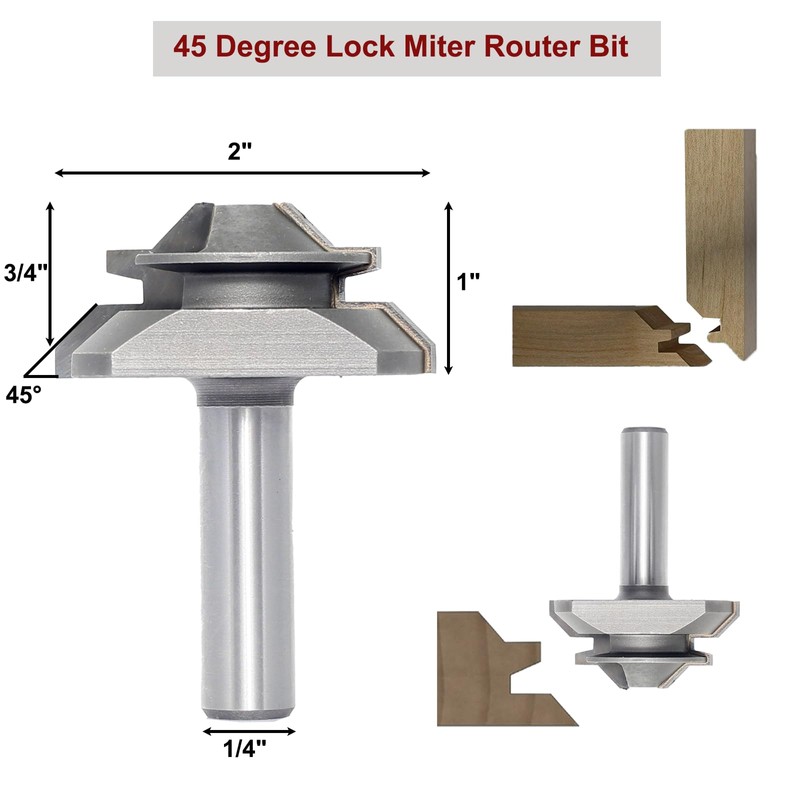 2PCS Tongue and Groove Adjustable Router Bit Set & 45