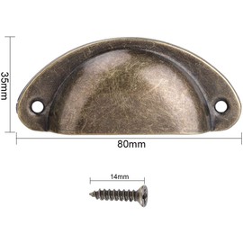 Nothers 12 Pieces Shell Handle Drawer Handles Antique Vintage Handles Bronze Cabinet Drawer Handle with Screws 82 x 35 mm for Cabinet Drawers Cabinet Pharmacist Cabinet
