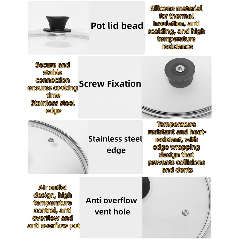 luvilly1Pack 8 Inch Tempered Glass Lid, Stainless Steel Rim Frying