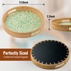 Upgrade 13.8" Round Rattan Serving Tray with Handle, Mother of