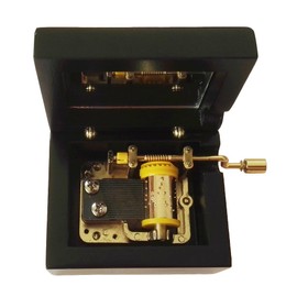 18 Note Hand Crank Wooden Musical Box With Gold-plating Movement in,Black Music Gift Box,My Heart will Go On Music Box