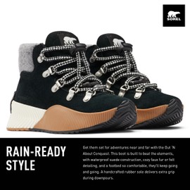 Sorel Youth Girls Youth Out N About Conquest Waterproof Boots - Black, Gum 2 - Size 7