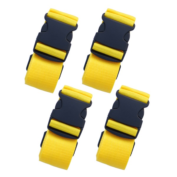 AMS 4 PCS Luggage Straps Adjustable Luggage Straps for Suitcases Travel Packing Belt with Buckle Closure for Suitcase - Yellow