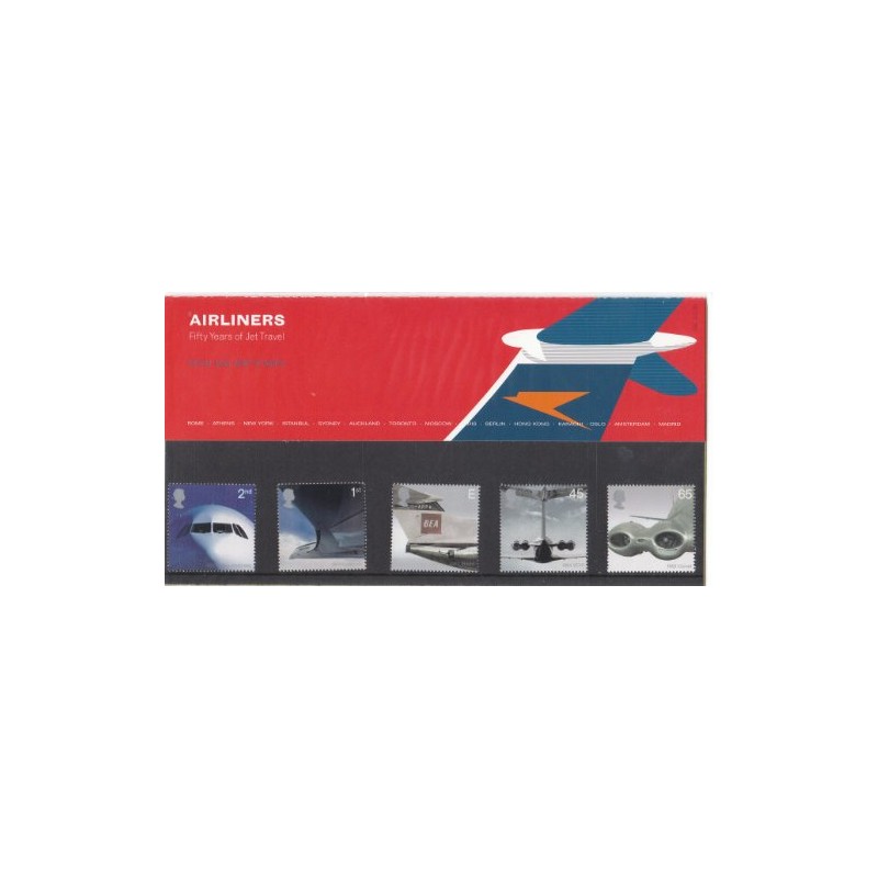 2002 AIRLINERS STAMPS Presentation Pack.