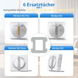 BUXEBUX Pack of 6 Cleaning Pads for Ecovacs Winbot W2, W2 Omni, W1, W1 Pro Window Cleaning Robots, Washable Microfibre Wipes Effectively Clean Stains and Dust from Windows