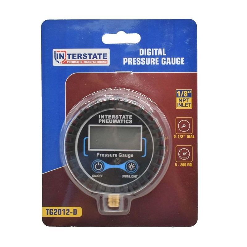 Interstate Pneumatics TG2012-D Round Digital Tire Pressure Gauge 2 Inch