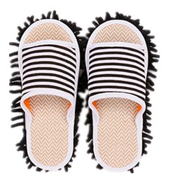 Volicph Cleaning Slippers with Cleaning Removable Slippers Microfibre Sole Floor Cleaning Slippers Dust Cloth Slippers Mop Shoes Cleaning Shoes, black