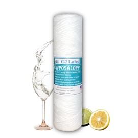 G2 Labs CWP05A10PP Polypropylene String Wound Water Filter; 10" Long, 5 Microns. Used in housings for removing sediment and contaminants in water, other liqiuids. 10"L x 2.5"D, 5 Microns.
