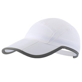 Magracy Unisex Quick Drying Sports Cap Summer Foldable Running Cap with Reflective Brim Outdoor Breathable Mesh Hat White