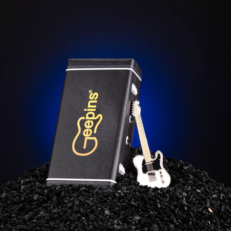 Geepins White Tele Guitar Pin Badge | Miniature Brooch |
