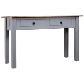 vidaXL Gray Solid Pine Wood Console Table, Scandinavian Style, Sideboard Entryway Table with Drawers, Natural Wood Accents, Panama Range