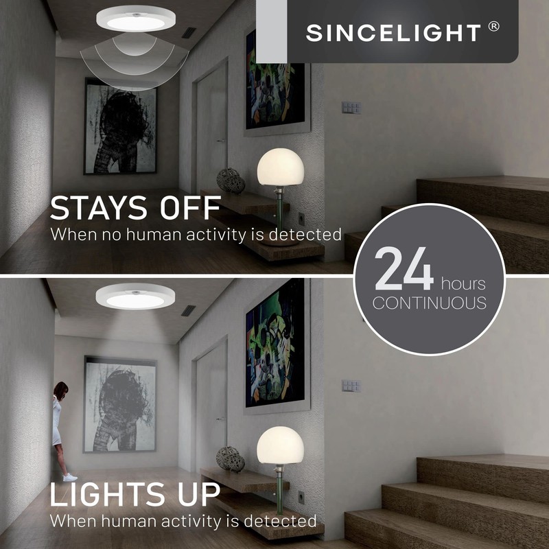 SINCELIGHT PIR Motion Sensor 7W LED Ceiling Light (Φ6'/146mm), Automatically