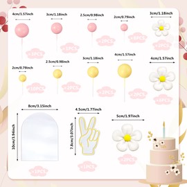 42 piezas de decoración bohemia para tartas con diseño de margaritas de acrílico retro hippie para decoración de pasteles, suministros bohemios para bodas y fiestas